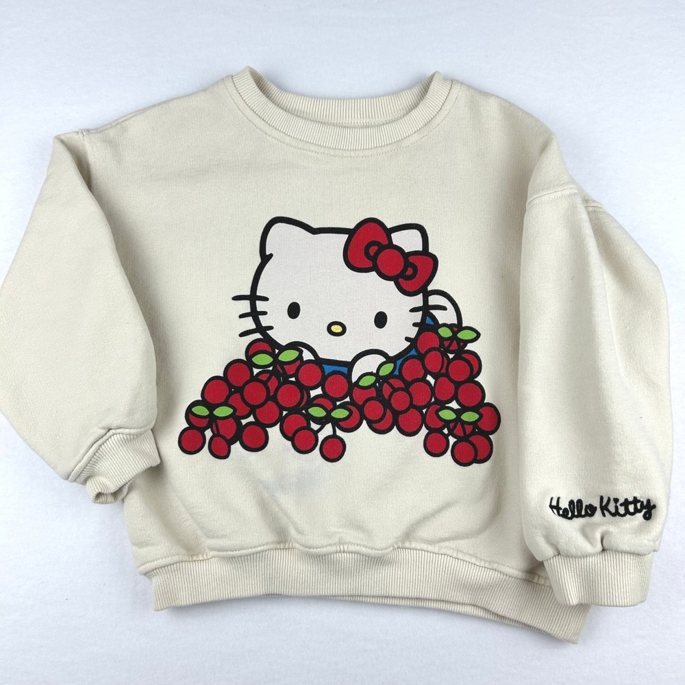 Zara Kids Hello Kitty Cherry Sweatshirt Cream Long Sleeve Size‎ 6